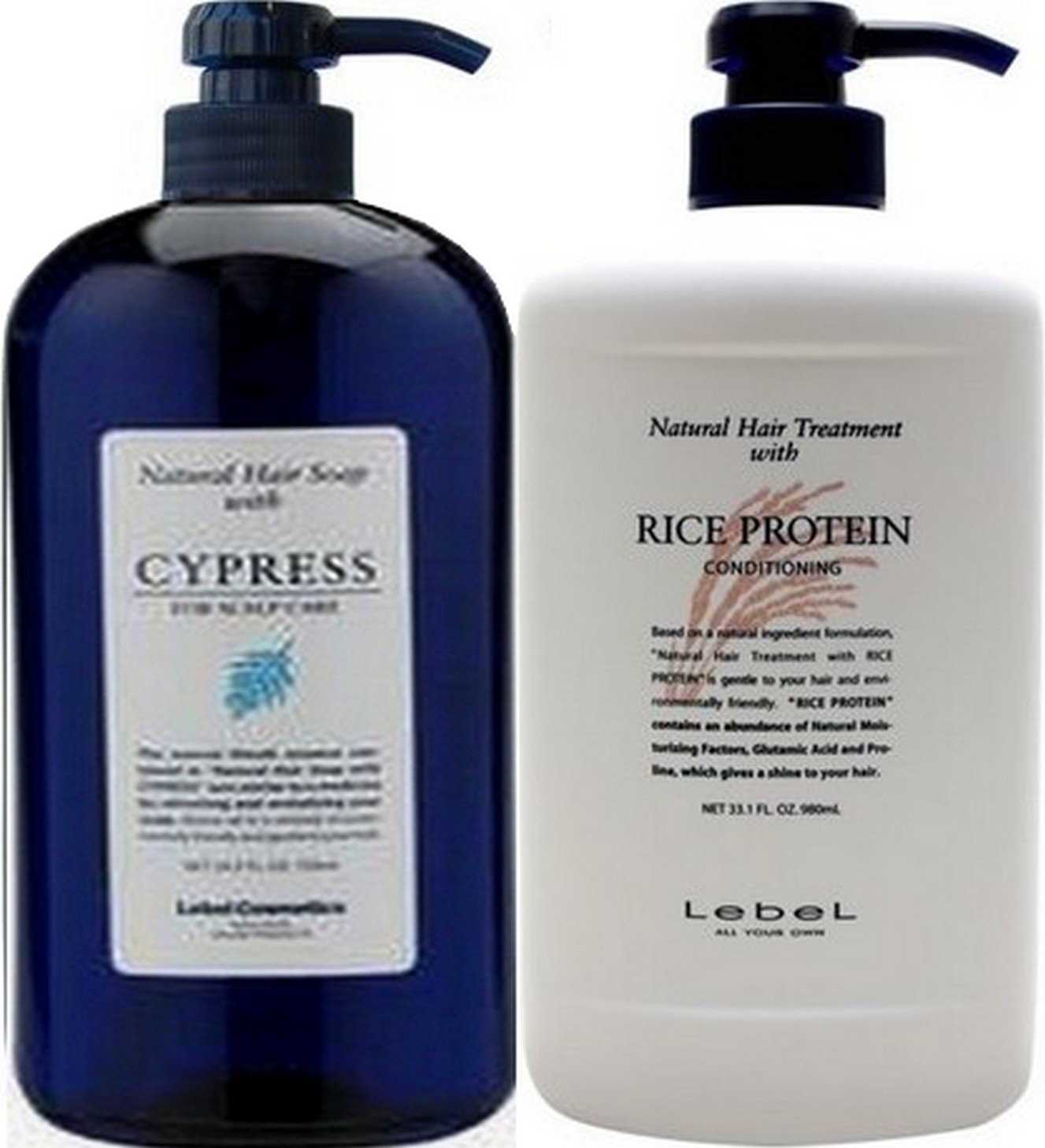 【全国送料無料】 【定番セット】 ルベル（LebeL） ナチュラルヘアソープ ウィズ CY （サイプレス 1000ml）＆ ナチュラルヘアトリートメント ウィズ RP （ライスプロテイン 980g）