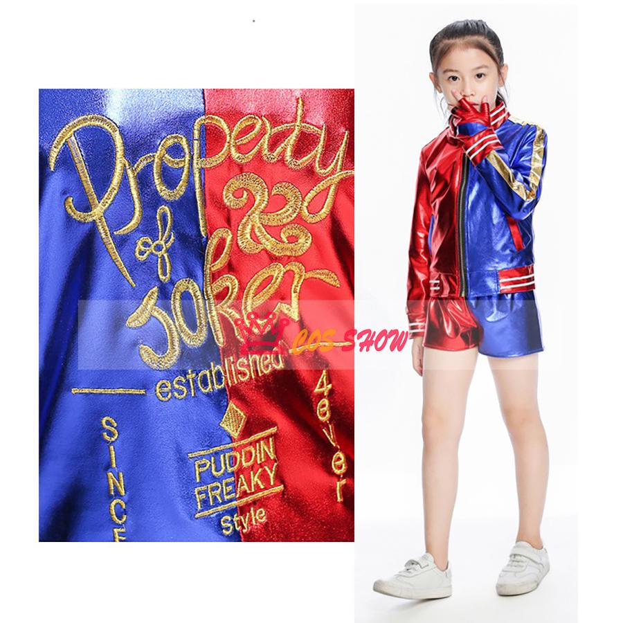 人気商品N0.1 スーサイド・スクワッド スーパーヴィラン ハーレイ・クイン コスプレ衣装 子供用 cosplay手袋付き 仮装 イベント 舞台 ハロウィン クリスマス 学園祭