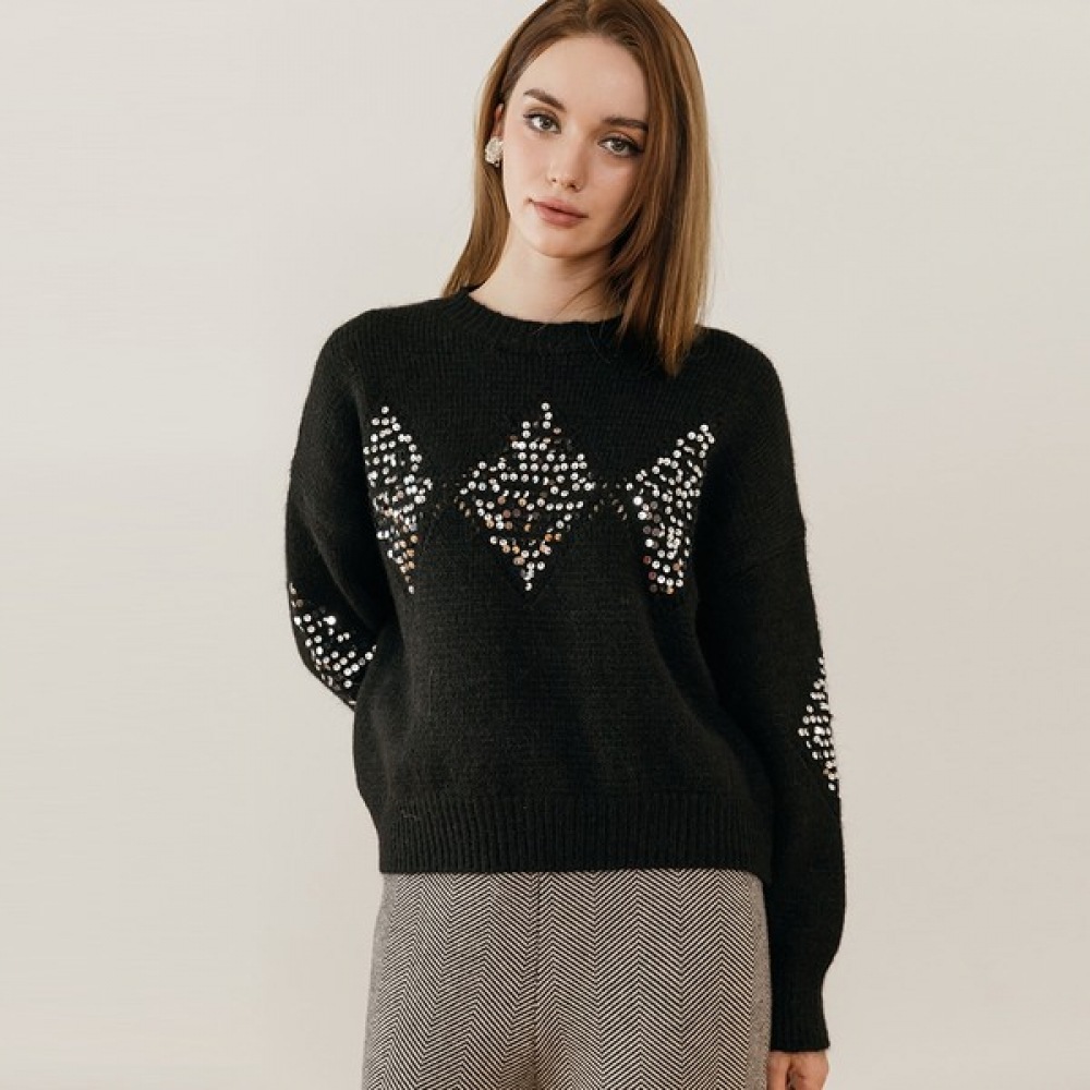 (マックスカルティッジョ) ダイヤモンドスパンコールポイントニット