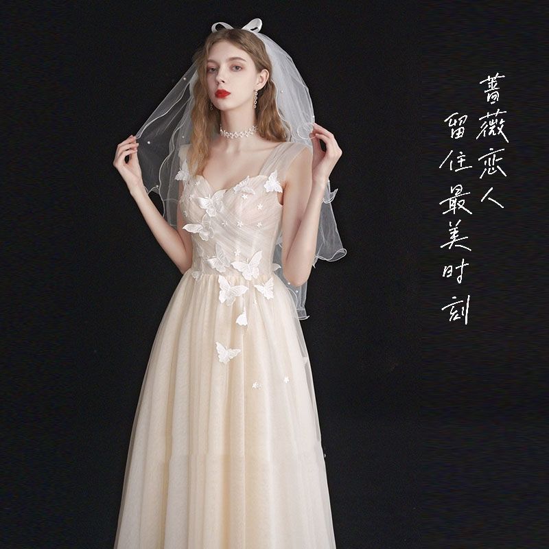 【2枚購入で 3oo円OFF！】ライトウェディングドレス2025ハイエンドドレスアート試験大人のバンケット気質エンゲージメントドレスは通常着用できます