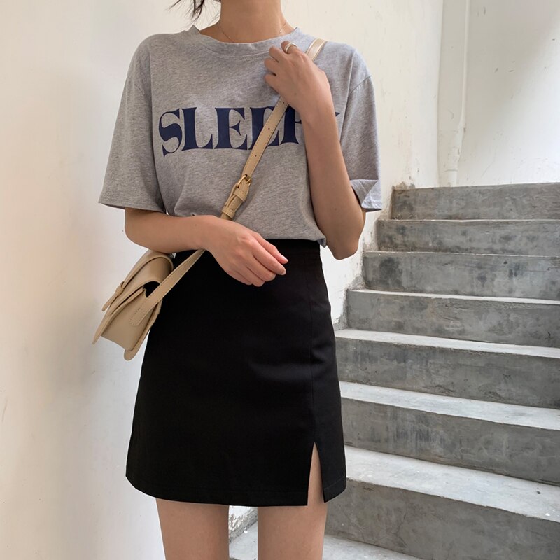 スカート レディース ミニ丈 スリット 無地 シンプル カジュアル かわいい 休日 旅行 公園 おでかけ ブラック 2XL 3XL 4XL 韓国 コーデ 春 夏 着回し 普段使い プチプラ モテ