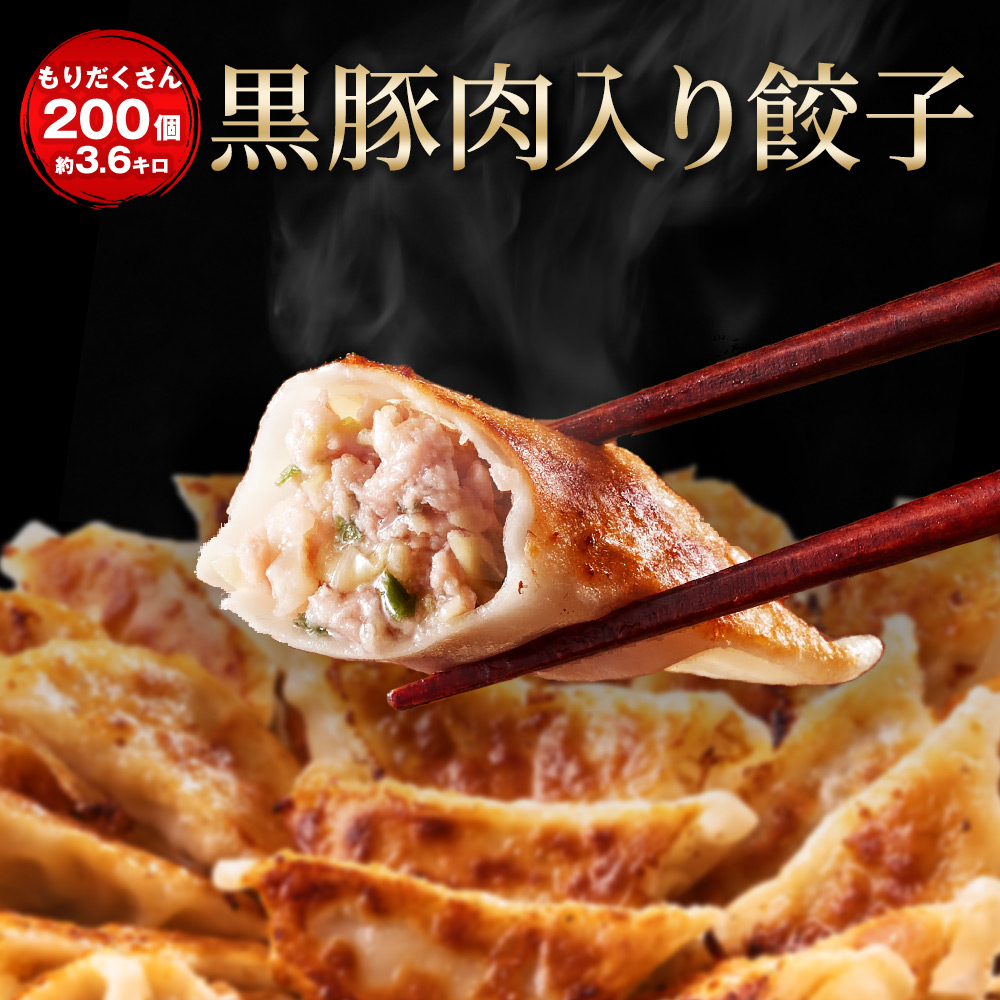 黒豚肉入り餃子200個 冷凍餃子 餃子 一龍堂