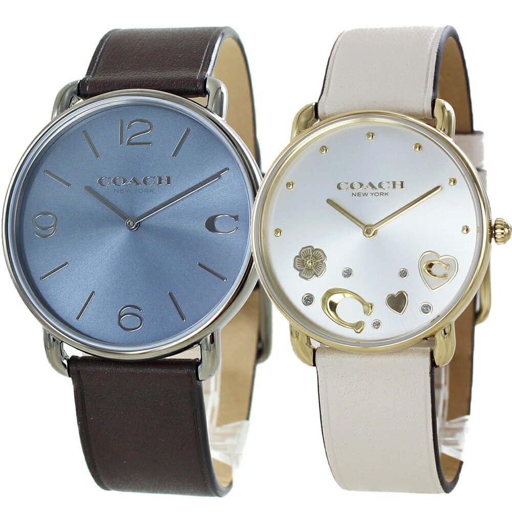 コーチ ペアウォッチ ペア腕時計 革ベルト エリオット ブラウン アイボリー 夫婦 カップル 両親 夫 妻 結婚記念日 結婚祝い サプライズ ペアギフト 誕生日プレゼント 男性 女性 クリスマス プレ