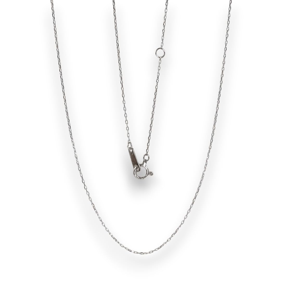 10金（K10WG刻印有）ネックレス ホワイトゴールドチェーン ネックレス40cm小豆タイプ (幅約0.8mm/0.7g)