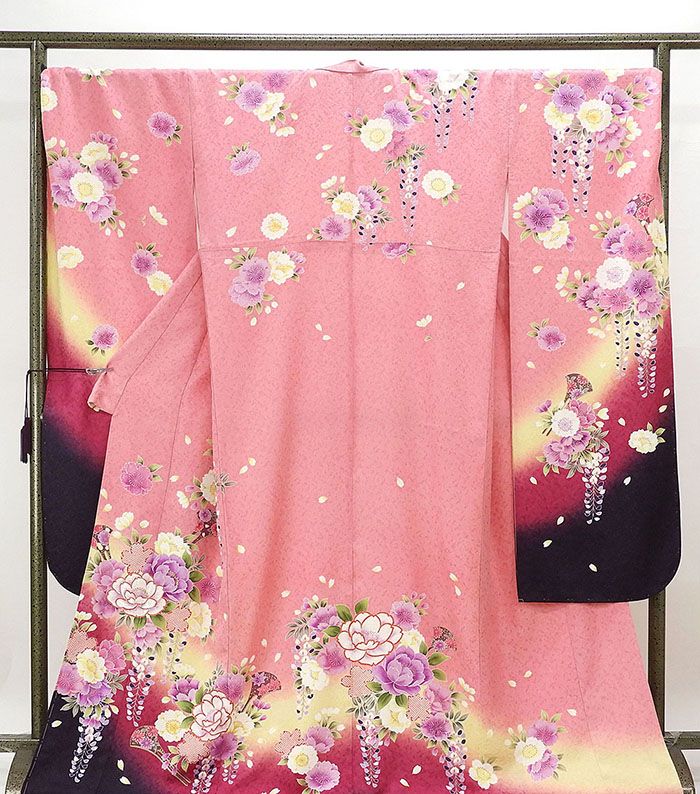 振袖 新品仕立済 正絹 四季花簪模様 身丈173cm 裄丈74.5cm 振袖 トールサイズ 新品 仕