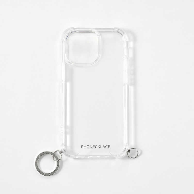 ROA　iPhone15 6.1インチ チェーンショルダーストラップ付キクリアケース PHONECKLACE シルバー　PN25574i15PR