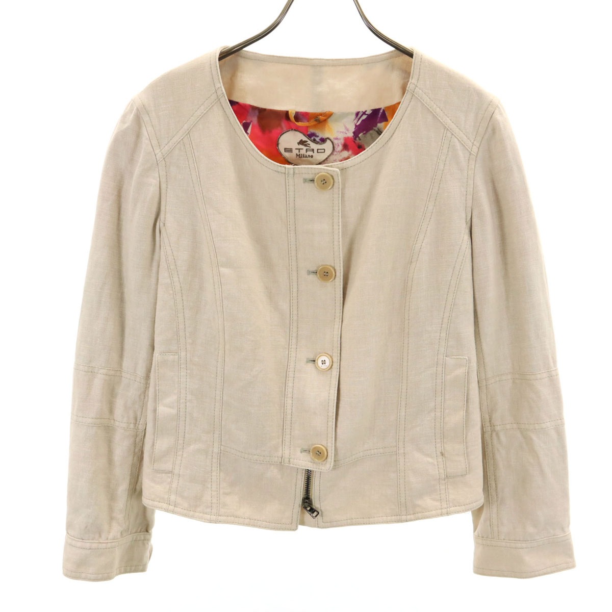 イタリア製 ジャケット 46 ベージュ レディース 古着