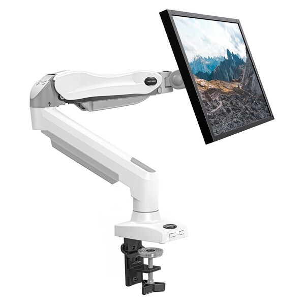 HUANUO HNSS31W ホワイト ガススプリング式モニターアーム 13-32インチサイズモニター対応 シングル画面