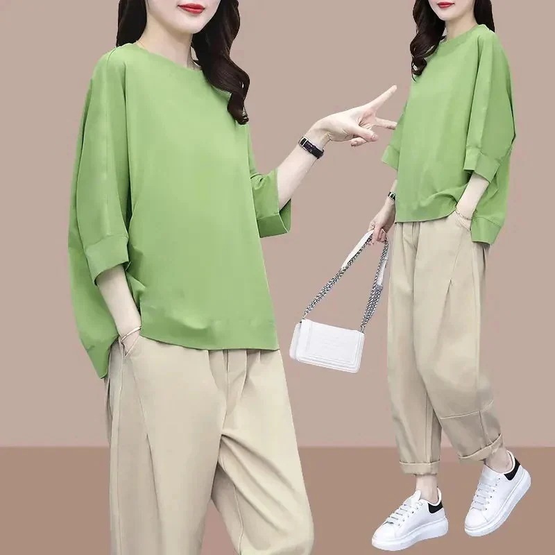 半袖 レディース 韓国 夏新型痩せ見え洋気減齢2点セット 夏 スウェット上下セット ルームウェア スーツ セットアップ 涼しく楽ちんセットアップ