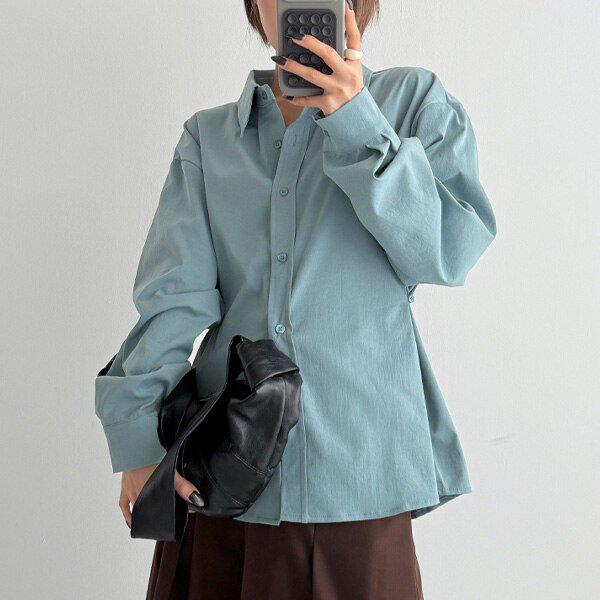 (SH)ベイサイドボタンシャツ 春の変わりやすい季節の女性用シャツ