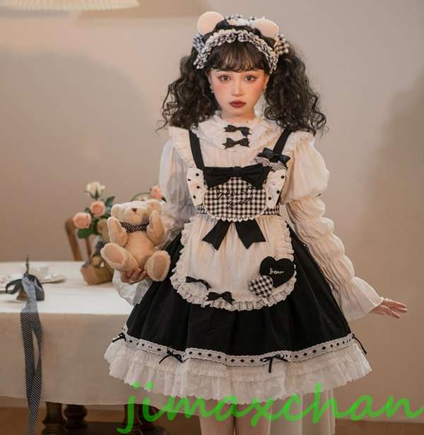 サマー　/Lolita系　熊メイド/ワンピース　jsk　OP　/ロリータ トップス 萌え レディース ゴスロリ ロリータファッション　変装　トップス 吊りスカート