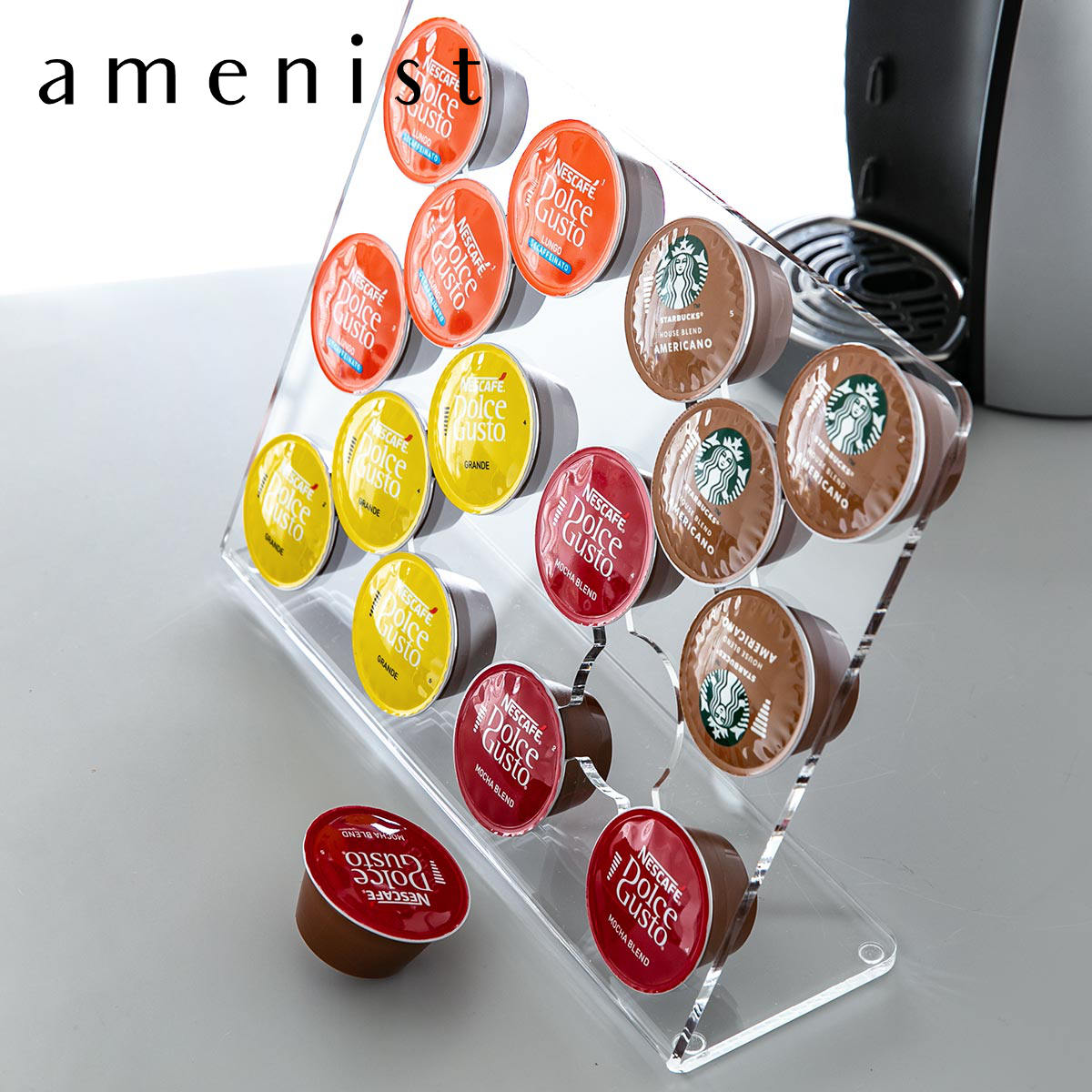 コーヒーカプセルスタンド 16個収納 amenist アクリル アメニスト カプセルホルダー コーヒーカプセル ホルダー 収納 コーヒーカプセルホルダー ドルチェグスト カプセルスタンド