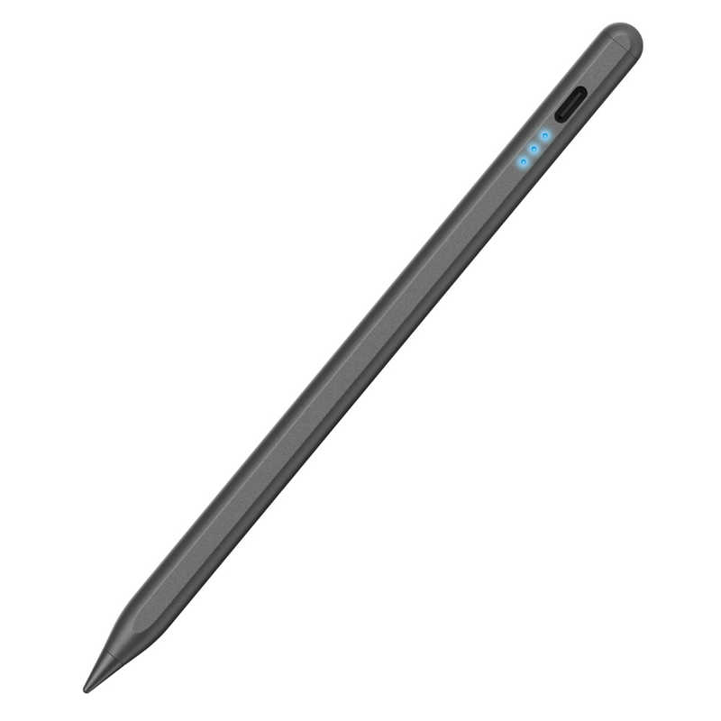 タッチペン iPad用 ペンシル 充電式 スタイラスペン USB Type-C 急速充電 傾き検知 誤作動防止 磁気吸着 交換用ペン先2個付属 グレー　P-TPACSTAP07GY