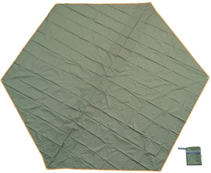 グランドシート ヘキサタープ キャンプ 380x330 400( 緑, 400)