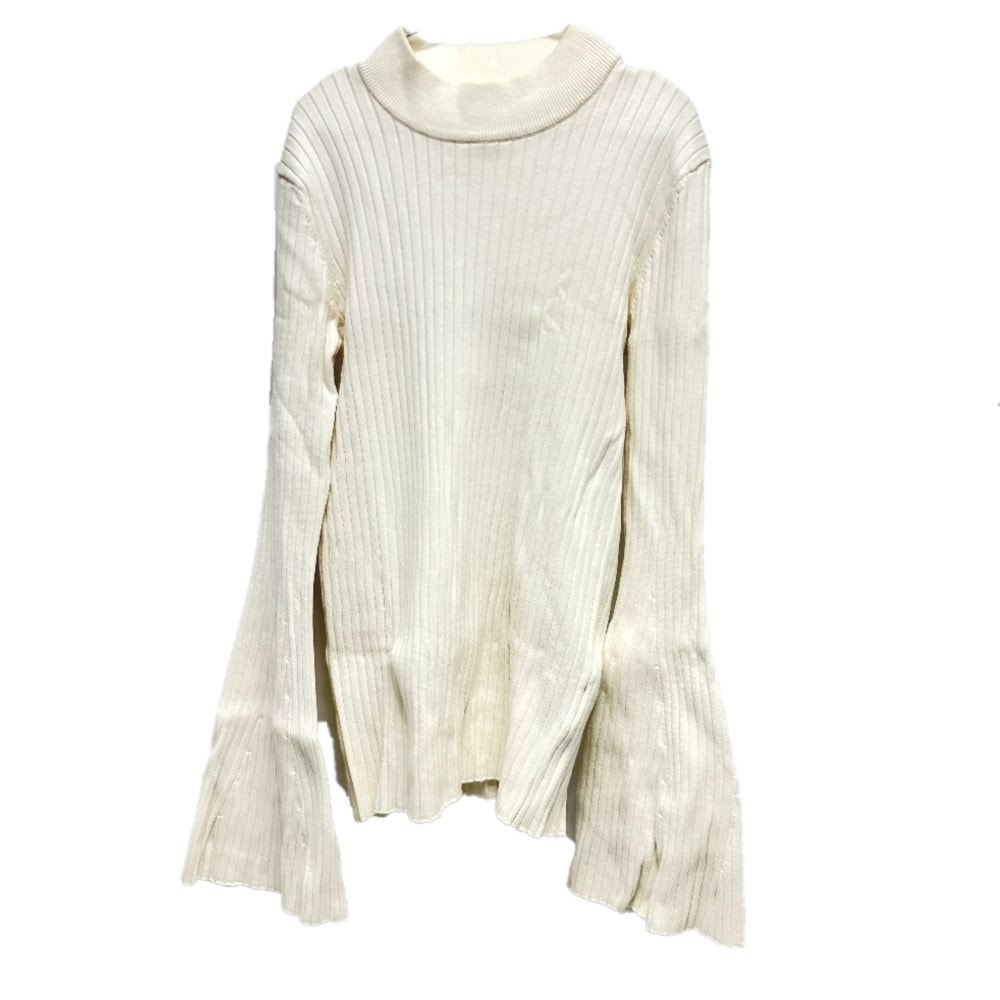 UN3D アンスリード ニット 521812601001 ハイネックニット フレアスリーブ リブニット 長袖 ホワイト