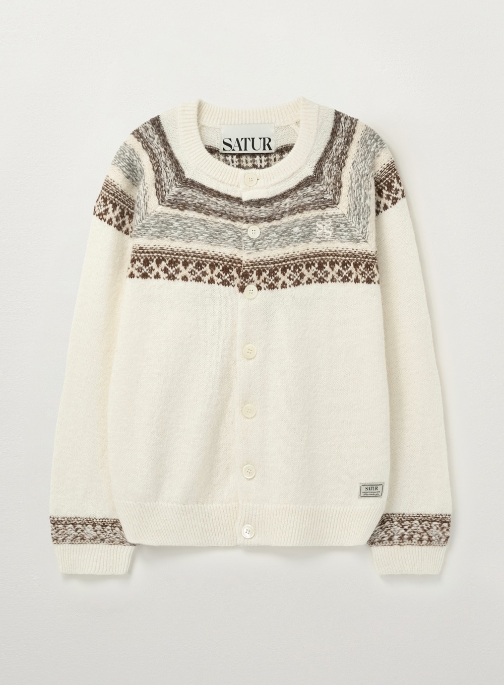 【SATUR】 NORDIC REVERSE KNIT CARDIGAN : NATURAL BEIGE