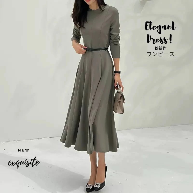 ワンピース エレガント 優雅 パーティードレス 春 秋 上品 レディース ドレス ロング丈ワンピース Aライン 長袖 袖あり OLオフィス 通勤 フォーマル 結婚式 二次会 謝恩会 同窓会 七五三 卒