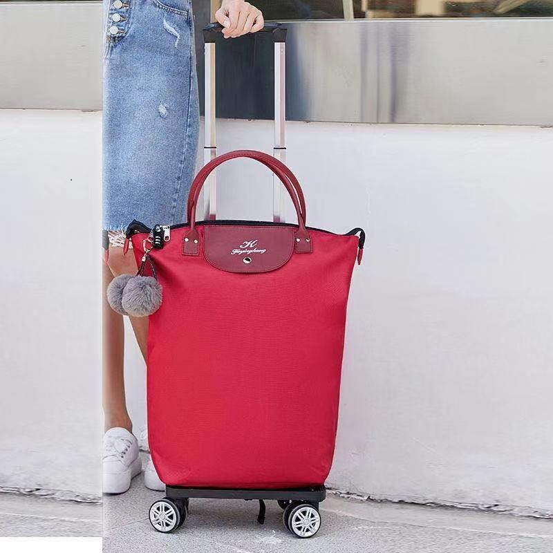 【送料無料】キャリーバッグ お買い物バッグ 4輪 ショッピングカート 折り畳み式 手提げ 肩がけ ダブルキャスター 360度回転 無地 お洒落 荷物運び 運搬 5,835円