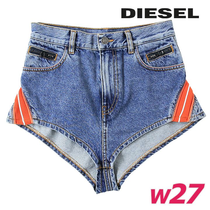 デニムショートパンツ ホットパンツ レディース DE-LUNAR-S ヴィンテージ加工 裏地メッシュ切替ライン die-l-p-g4-474