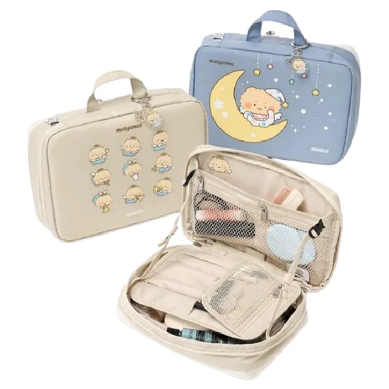 【並行輸入】 マングマコラボ 拡張型 ビューティーポーチ 2種(スカイブルー/ライトベージュ)
