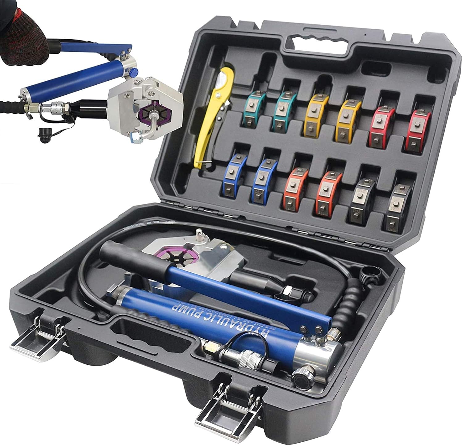 油圧ホースクリンパー使いやすい機械式ホース圧着工具手動A/Cホースクリンパーキット自動車用アルミニウム合金車