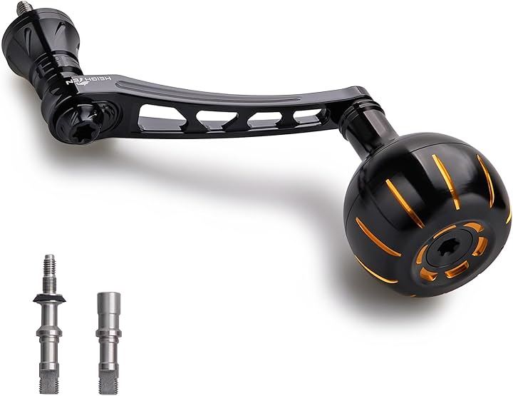 65-70mm可変 リール ハンドル 35/38mm ノブ搭載 シマノ ダイワ 通用 スピニングリール Chrysant Series 899(38mmノブ搭載 - ゴールド＆ブラック)