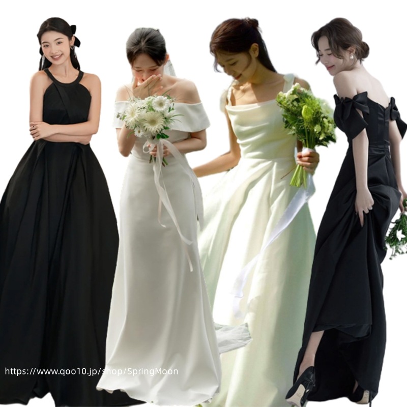 ドレス ウェディング 2025新作 白 黒 プリンセス パーティー フォーマル イブニングドレス ワンピース Aライン 韓国風 結婚式 前撮り 演奏会発表会 卒業式 成人式 花嫁 ロングドレス 高級感 5,752円