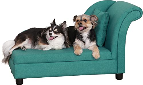 不二貿易 ペットベッド ペットソファ 幅83×奥行43×高さ48.5 グリーン カウチソファ クッション付き ファブリック 小型犬 猫 45230