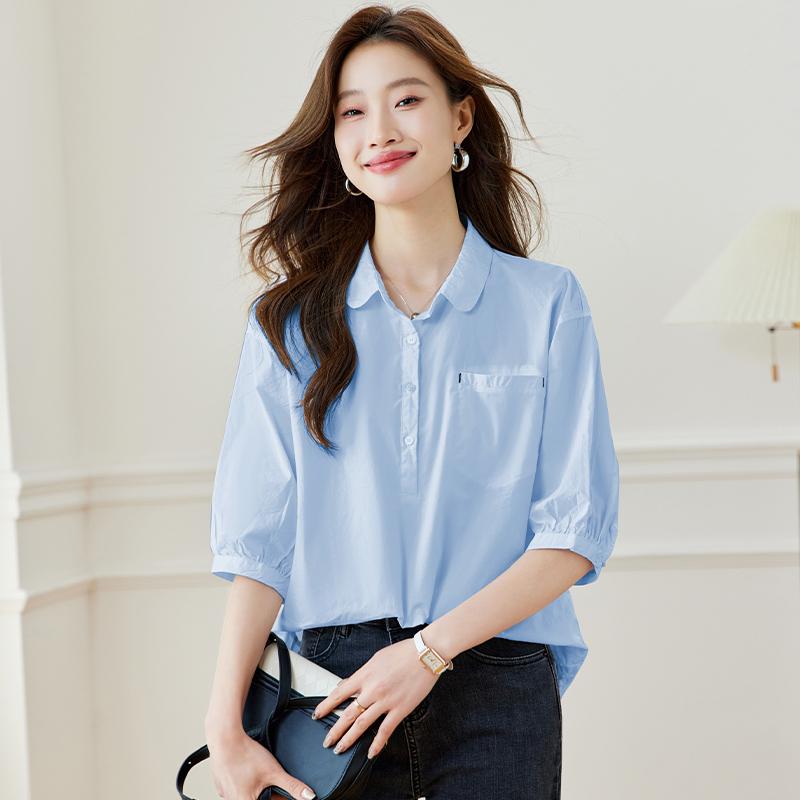 レディース トップス ファッション 上品 オフィス カジュアル 婦人服 おしゃれ 花柄 スリーブ シフォン シャツ 夏 七分袖 美しい 半袖 シャツ