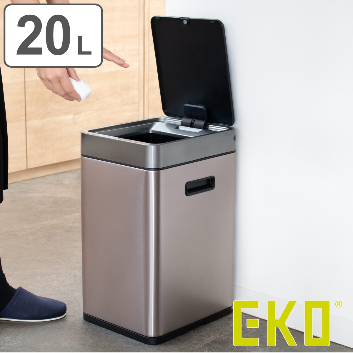 EKO ゴミ箱 20L ミラージュスリムセンサービン ステンレス センサー式 ごみ箱 自動開閉 センサー 20リットル キッチン スリム くず入れ イーケーオー ふた付きゴミ箱 自動ゴミ箱
