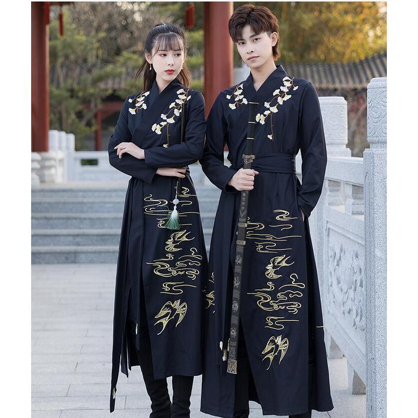 中華コスプレ衣装 チャイナ服3点セット 大人 メンズ レディース 華流 コスプレ 漢服 唐装 古代 時代劇 コスチューム 中華 ハロウィン 衣装 交差 ロング丈ブラウ30%までに制限