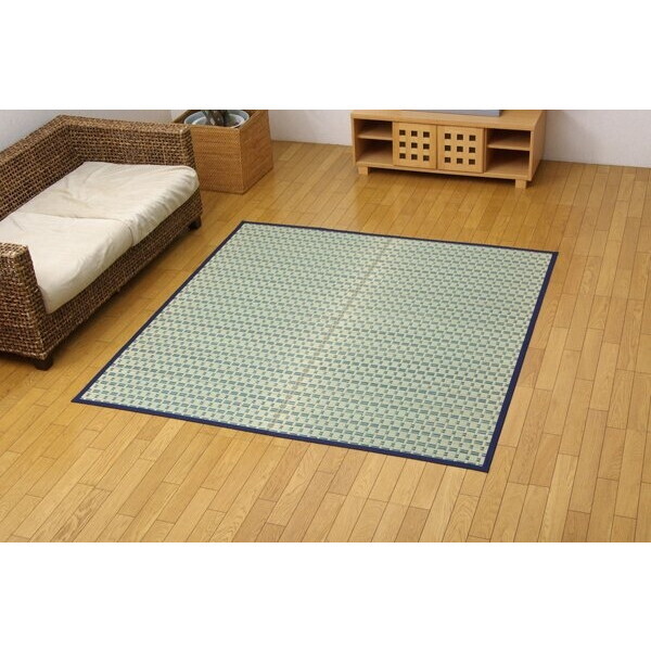 1030980040202 掛川織 い草カーペット 『雲仙』 ブルー 江戸間2畳(約174×174cm) メーカー直送