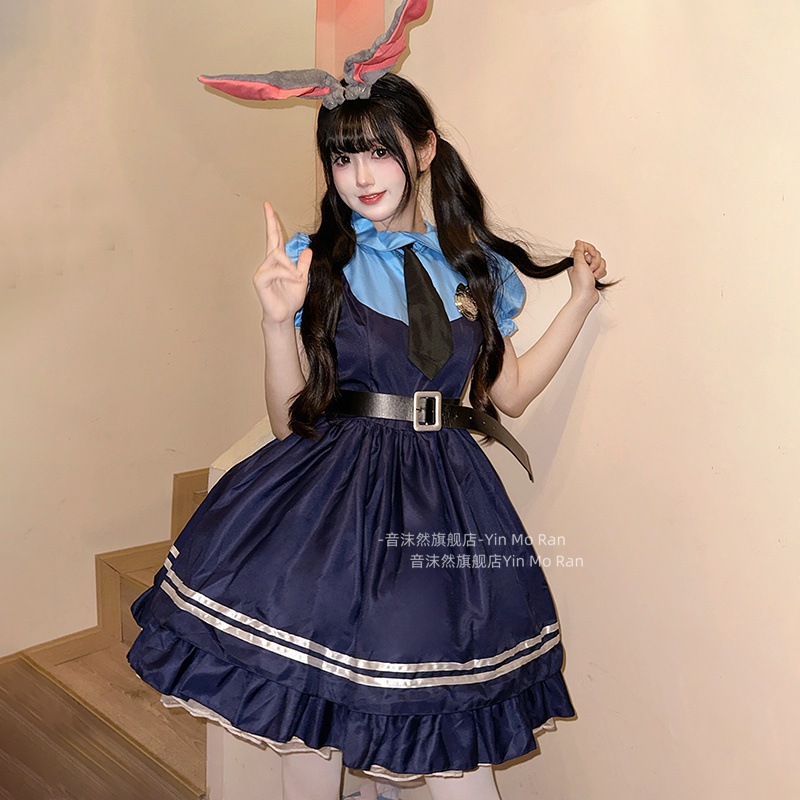 正規品アニメ狂った動物城朱迪cos服 アニメコスチュームウサギ警官ワンピースコスプレ服装