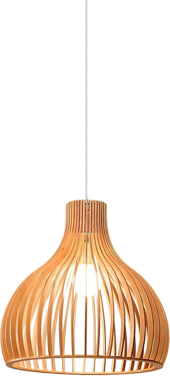 千飾 ペンダントライト 木 和風 和室 アジアン レトロ 照明器具 天井照明 天然素材 自然 カフェ ベッドルーム 寝室 シンプル 間接照明 天井装飾素朴な 食卓用(PNL-0543)