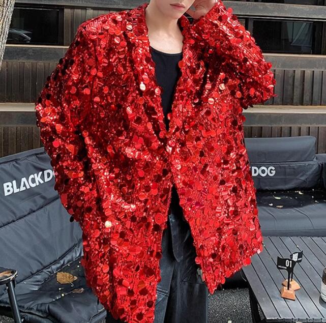 スパンコール演出服ジャケットアウター 韓国 ファッションメンズブレザー 長袖 XF82 4CLR 6,829円