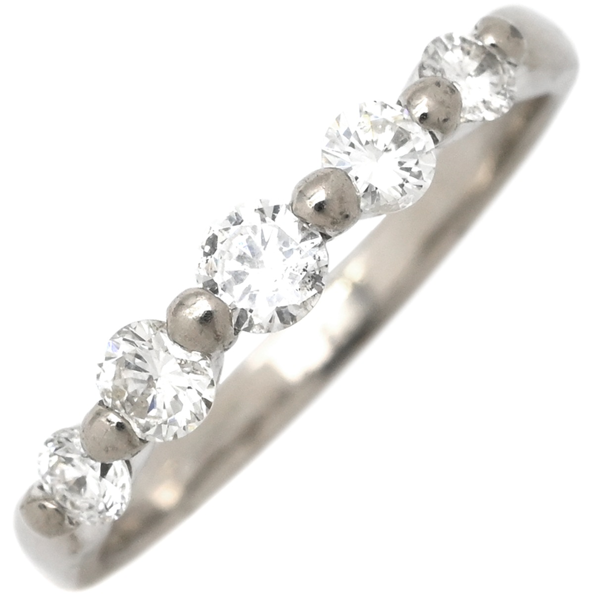 リング 指輪 ダイヤリング K18WG ダイヤモンド ホワイトゴールド 5P 5粒 一文字 12号【中古】