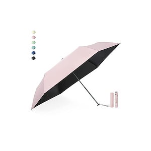 日傘 超軽量(136g) 折りたたみ傘 UVカット 遮光 遮熱 晴雨兼用 折り畳み日傘 300T 高強度カーボンファイバー 収納ポーチ付き ピンク