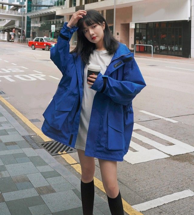 マウンテンパーカー アウター レディース 春秋 ジャンパー ブルゾン ジャケット 大きいサイズ フード 赤 春 秋 オーバーサイズ ビッグシルエット ウエス