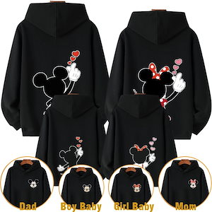 トップスパーカー子供服 恋人カップル 薄手/裹起毛メンズ 親子ペアルック レディーストレーナー 春秋 パーカー 可愛いミッキーミニーキッズ 女の子 ゆとりトップス 長袖 綿 男の子