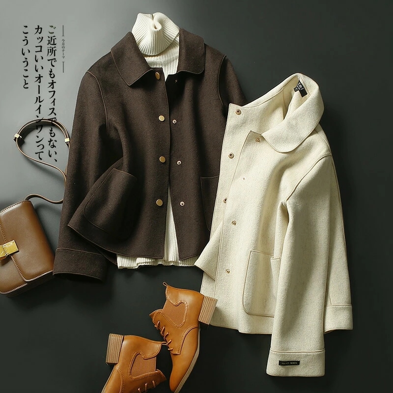 コート 秋 冬 レディース アウター ウール100％ ウール レディースコート ミドルコート ミドル丈 ピーコート チェスターコート ダブルコート ダブルフェイス ラグランスリーブ トラッド バレンタ