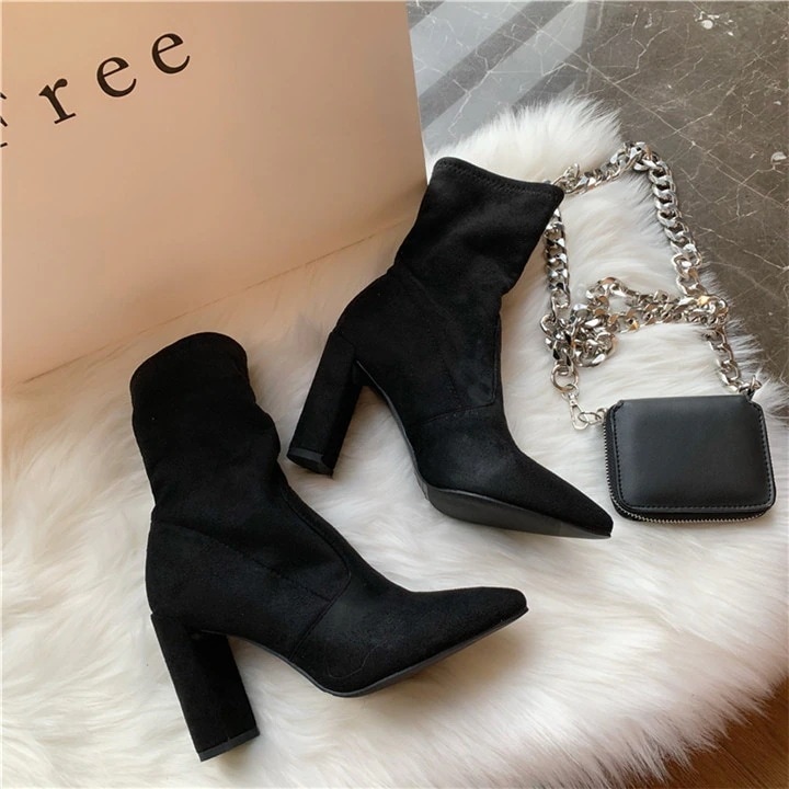 熱い販売 初新作ミッドブーツ 尖った セクシー ブーツ ハイヒール ファッション ショートブーツ 5,617円