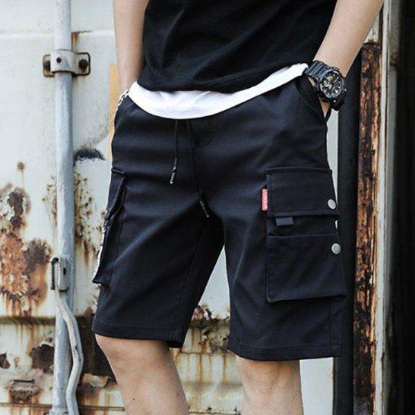 メンズ バンディング ストリング調節 カーゴ ラベル ショーツ ハーフパンツ DMS4-PTH-SAL686