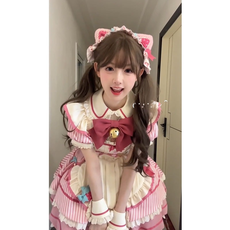 ピンクバドスカートロリータopチャンチンロープリンセスドレス