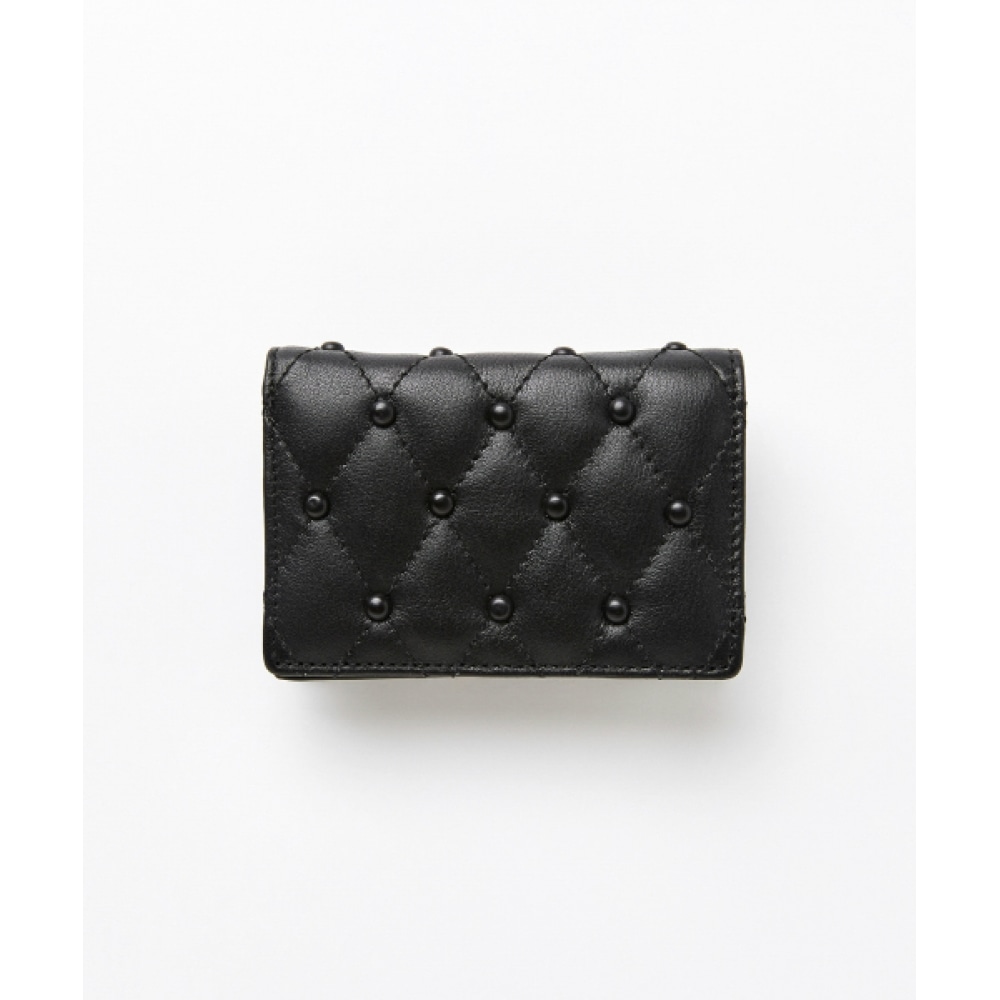 LOSESLEEPOVER ミニ スタッズ パフ カウ レザー 財布 *ブラック