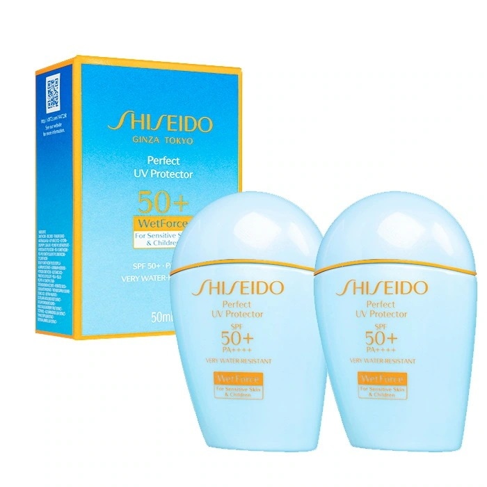 Shiseido パーフェクトUVプロテクター SPF50+ PA++++ 50ml 2本 資生堂 日焼け止めクリーム 敏感肌 デリケート肌 紫外線吸収剤不使用 海外発送 国際郵便発送