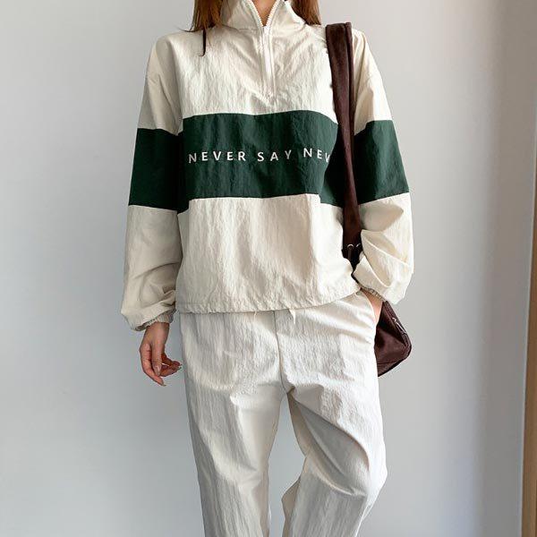 (DK)ネバー配色刺繍アノラックセット 秋 女性 セット