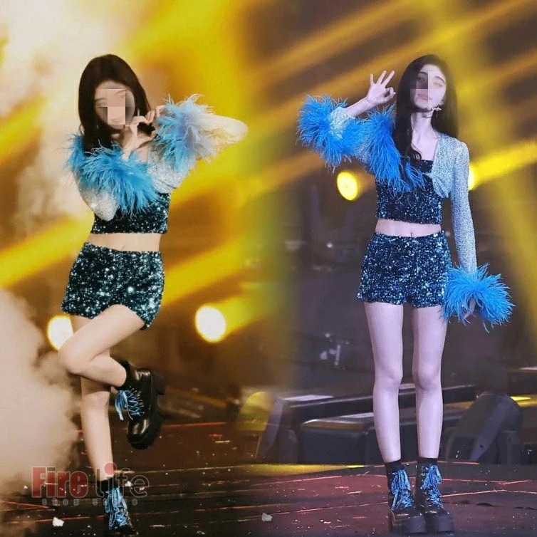 ダンスウェアセール 大人 ダンス衣装 韓国 アイドル 衣装 ジャズダンス スパンコール セットアップ レディース 舞台衣装 ３点セット ブルー へそ出し セクシー 舞台衣装　チームダンス 応援団 DJ 5,070円