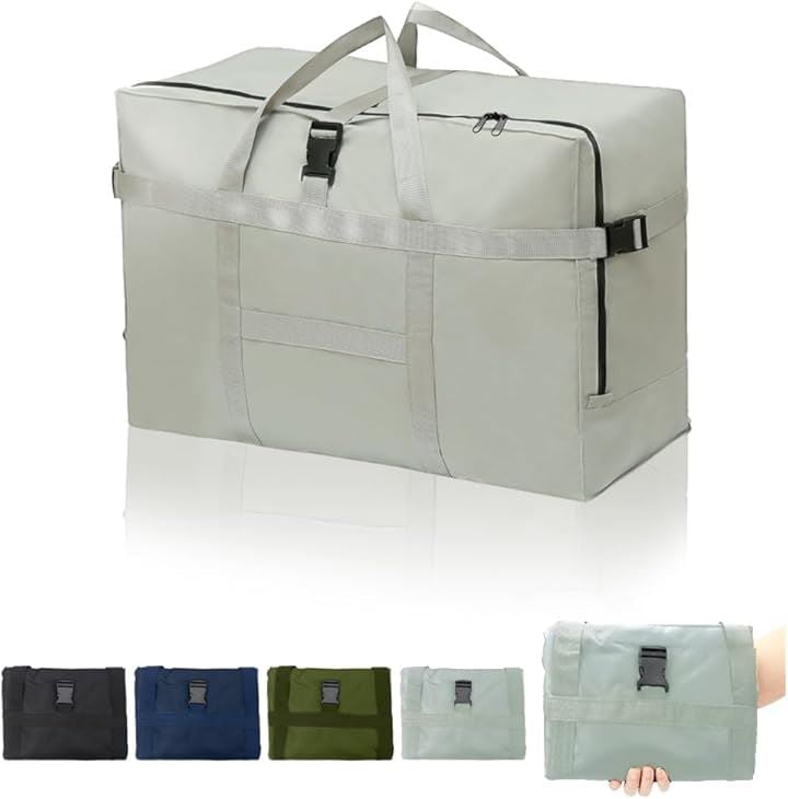 ボストンバッグ 大容量 120L 旅行 折りたたみ 撥水 キャリーオン 施錠可能 ダブルファスナー サイズ調整ベルト付(グレー)