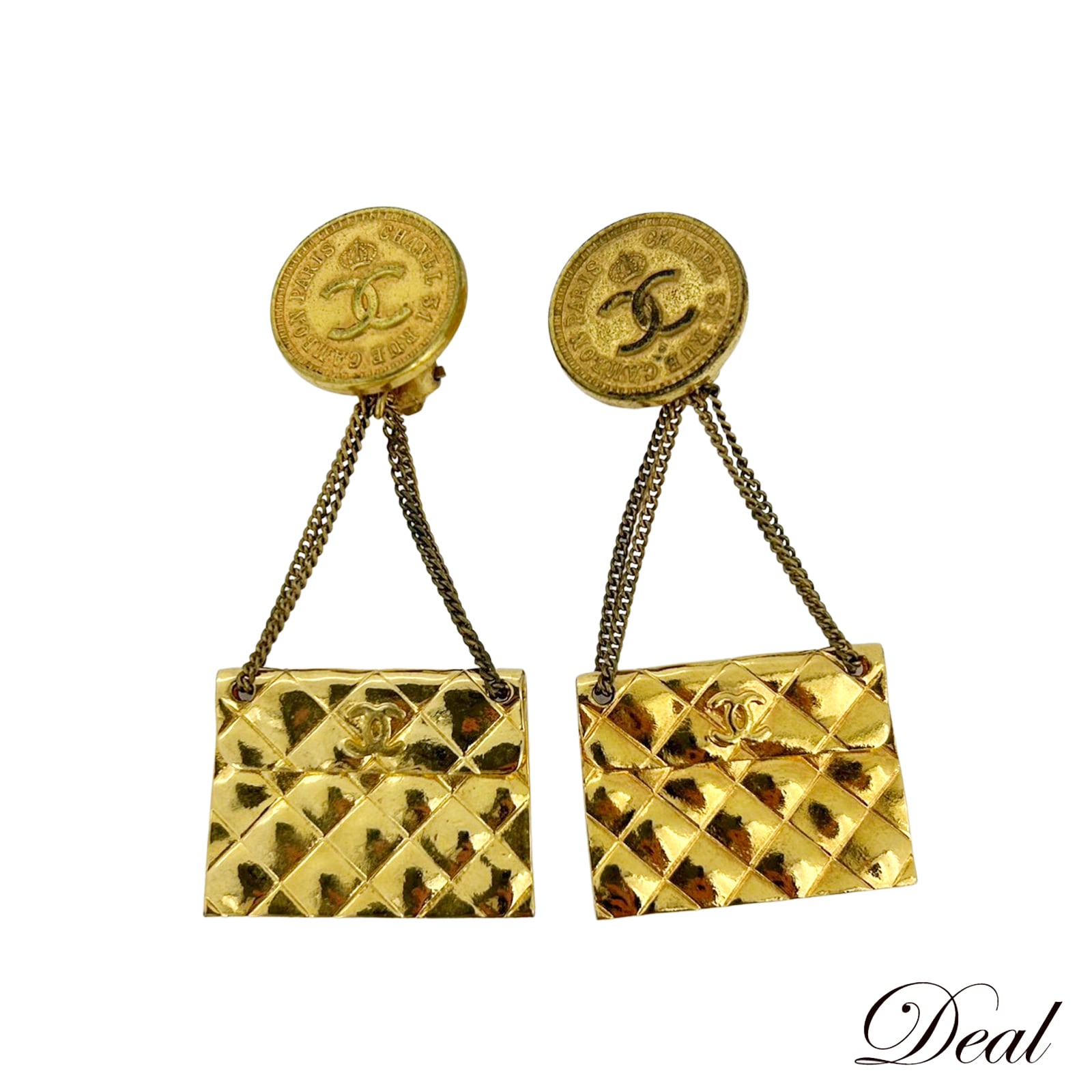 シャネル マトラッセ バッグ コイン ココ ヴィンテージ ゴールド レディース イヤリング