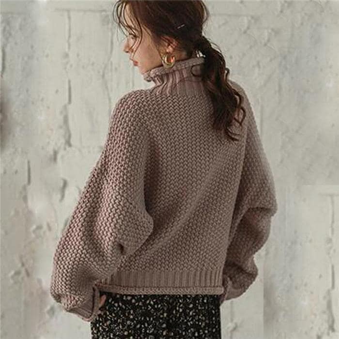 チャンキーニット ハイネック ボリュームニット ざっくりニット ニット セーター レディース トップス プルオーバー カジュアル 2022秋冬新作